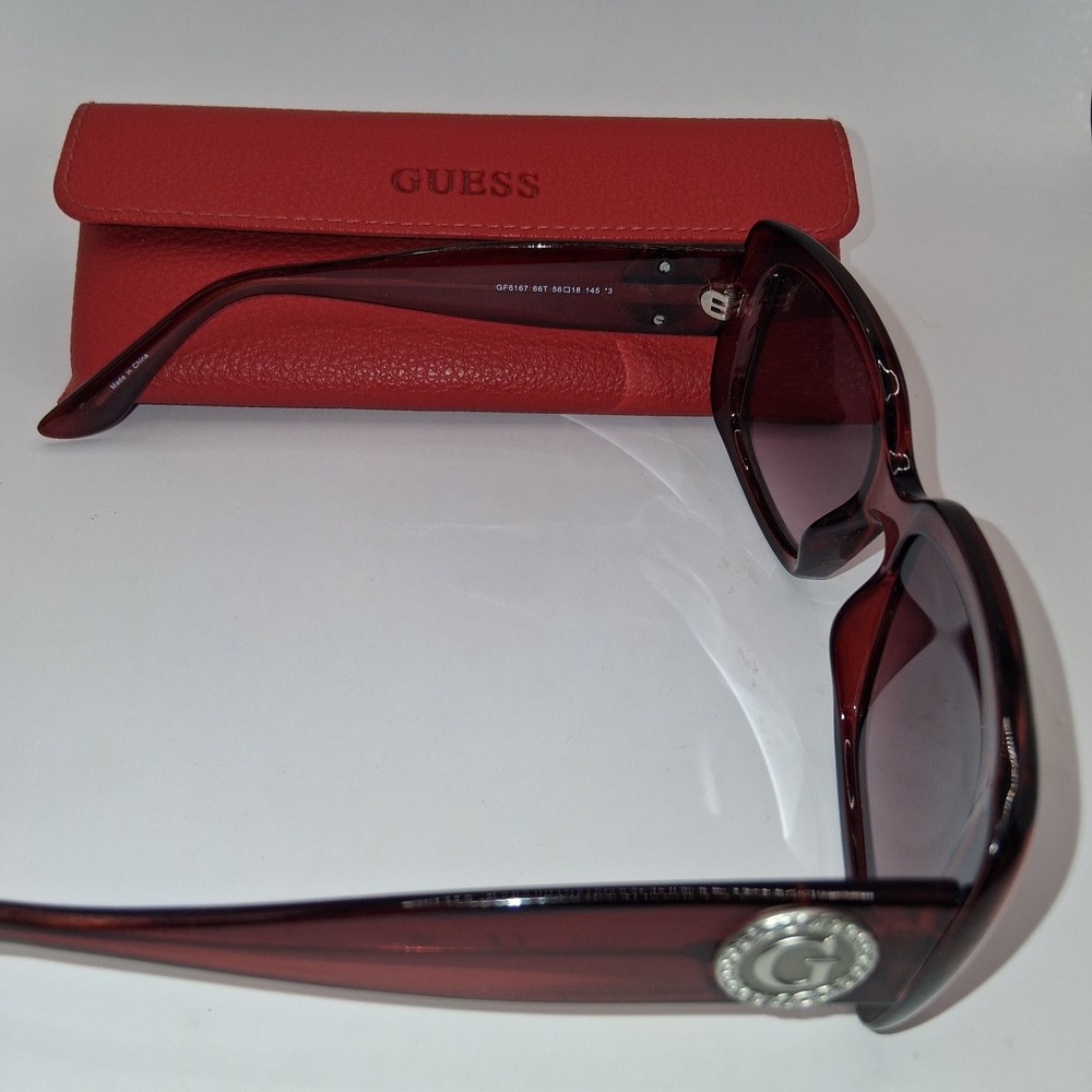 GUESS GF6167 Women's Red Brown 56mm Oversized Gradient Sunglasses